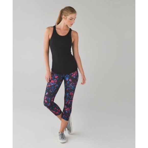 Lululemon Wunder Under Crop (Hi-Rise)Dandy Digie Porcelaine Black Size 8 - Picture 1 of 12